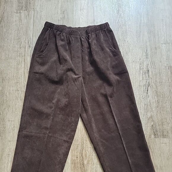 Alia Pull On Elastic Waist Corduroy Brown Pants ~ High Rise ~ Sz 8 ~ 30" Inseam - Picture 3 of 6